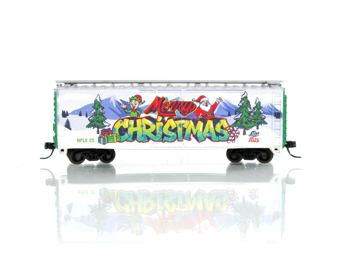 N Scale ***MERRY CHRISTMAS 2021*** 40' Box Car, NPLX 25 - Atlas Special 50006043