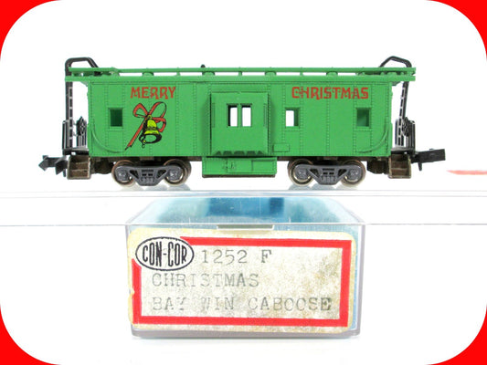 N Scale ***MERRY CHRISTMAS*** Bay Window Holiday Caboose -------- Con-Cor 1252 F