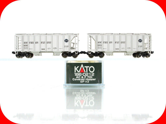 N Scale **SOUTHERN PACIFIC** 2-Bay Covered Hoppers #90654,90785 -- Kato 186-0212