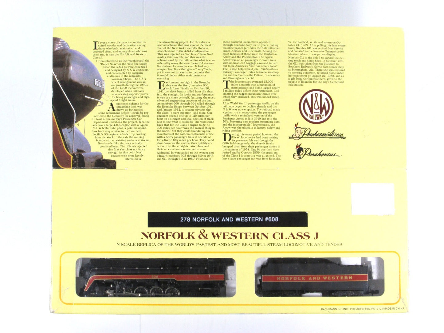 N Scale **NORFOLK & WESTERN** Class J 4-8-4 Locomotive #608 -Bachmann 51-0658-A4
