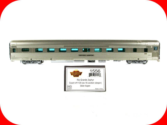 HO Scale ***DRGW CA ZEPHYR*** SILVER ASPEN Coach 1120 - Broadway 1556, Lighted