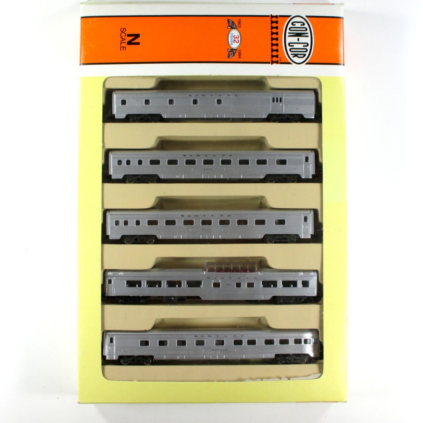 N Scale ****Santa Fe**** Lightweight Passenger Car 5-Pack Set --- Con-Cor 540001