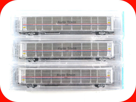 N Scale **AUTO TRAIN** Tri-Level Auto Rack Set - Micro Trains, BLW-2000-16 *RARE