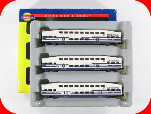 N Scale Bombardier METROLINK Bi-Level Passenger 3-Car Set -------- Athearn 10167