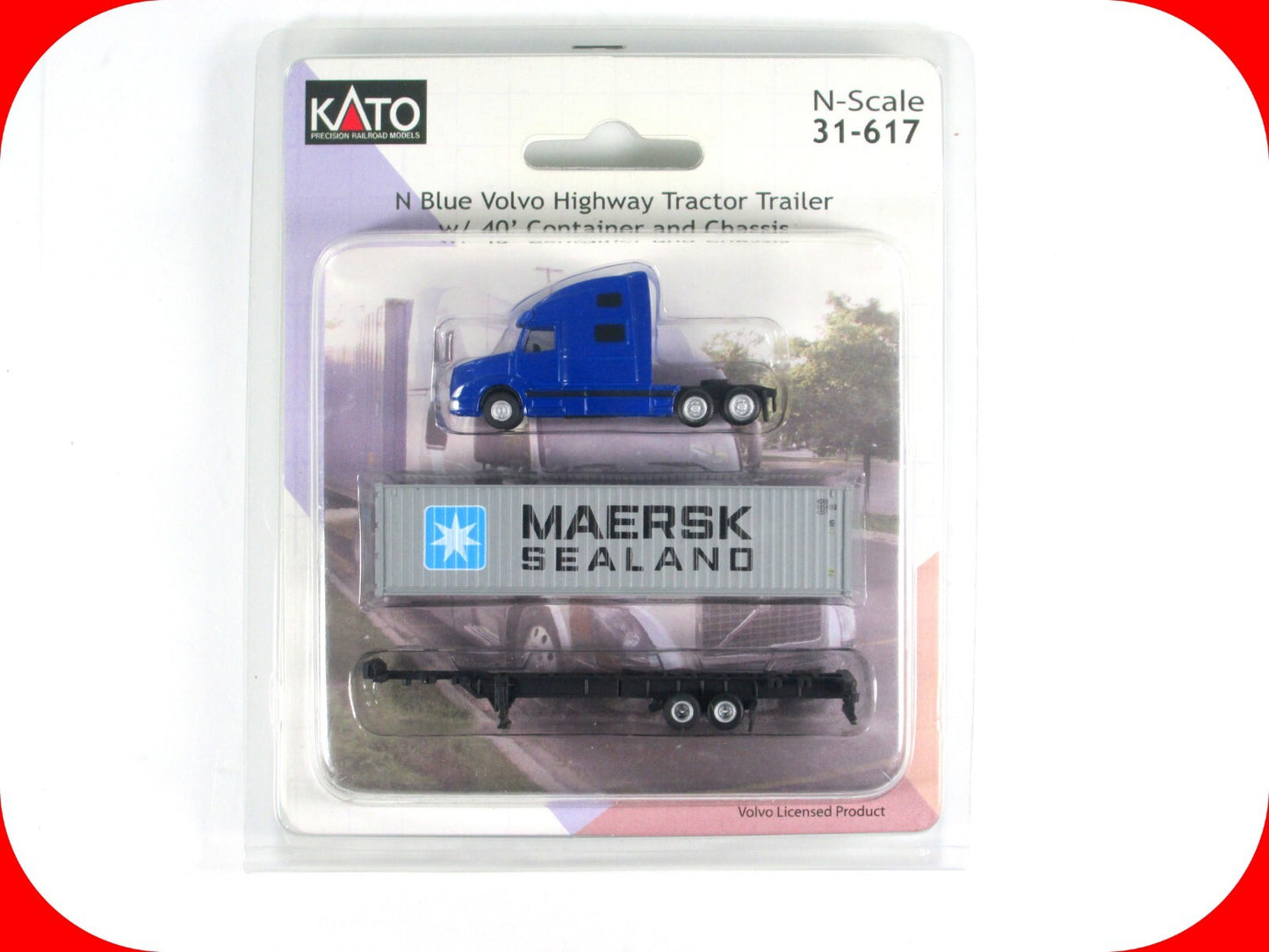 N Scale **Volvo Tractor Trailer, 40' MAERSK Container and Chassis*** Kato 31-617