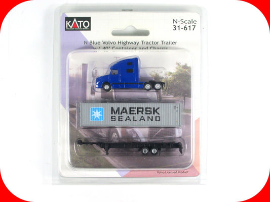 N Scale **Volvo Tractor Trailer, 40' MAERSK Container and Chassis*** Kato 31-617