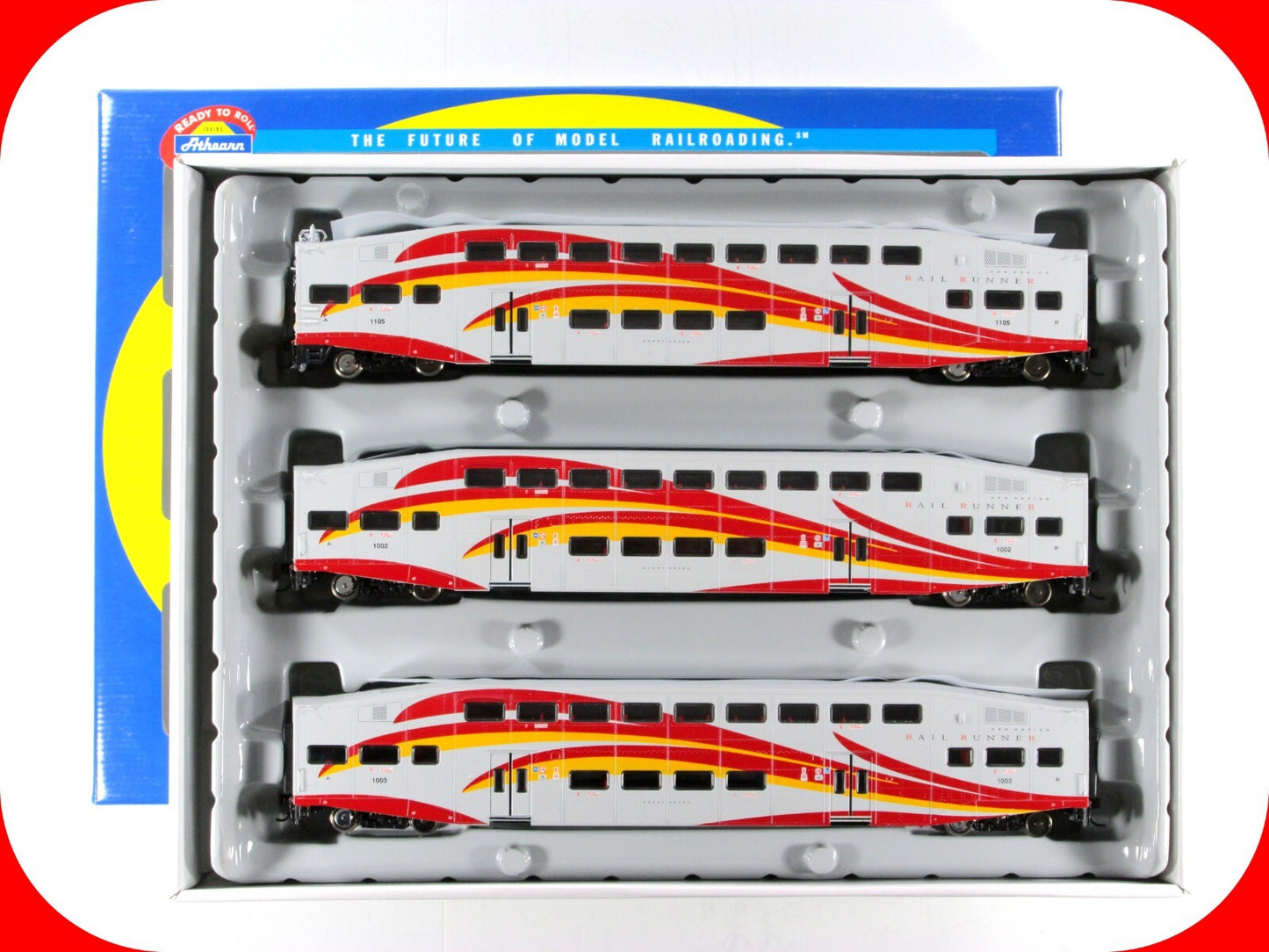 HO Scale *NEW MEXICO RAIL RUNNER* Bombardier Set #1105,1002,1003 - Athearn 25910