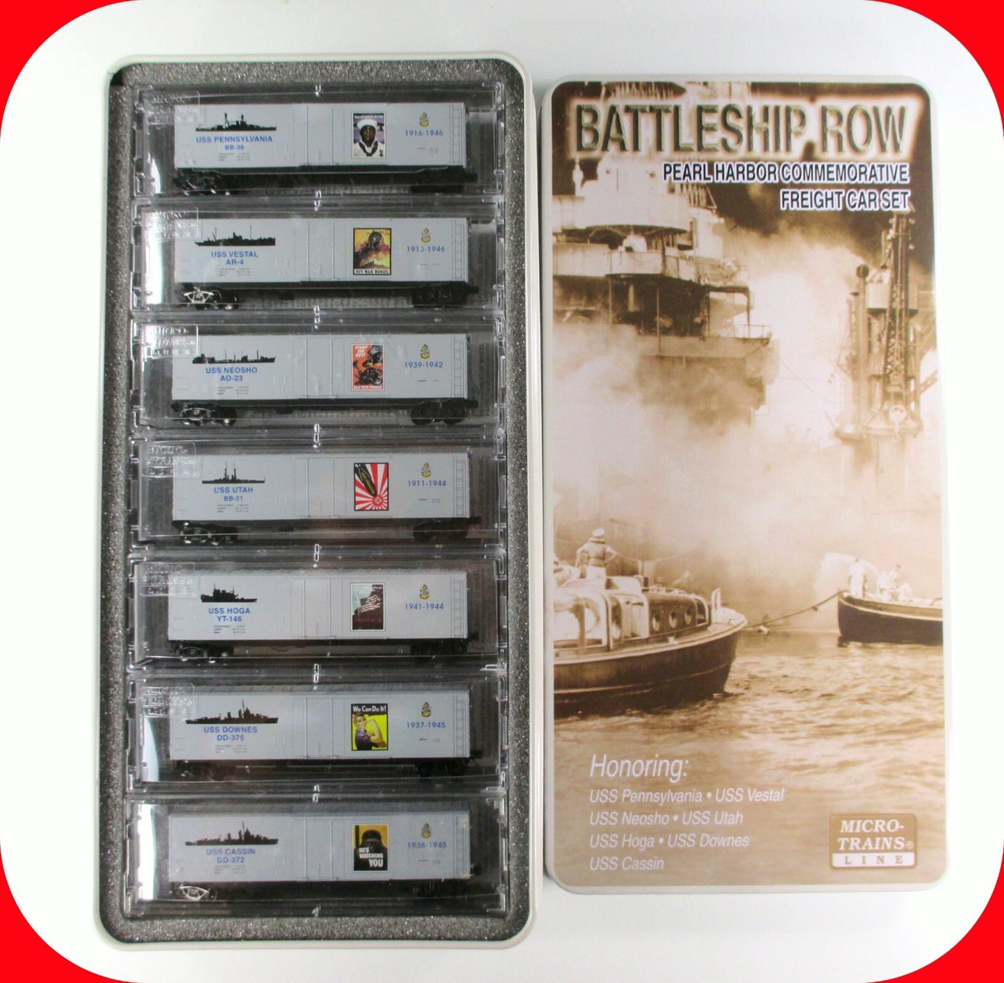 N Scale **PEARL HARBOR BATTLESHIP ROW** WWII 7-Car Set --  Micro Trains 99321060