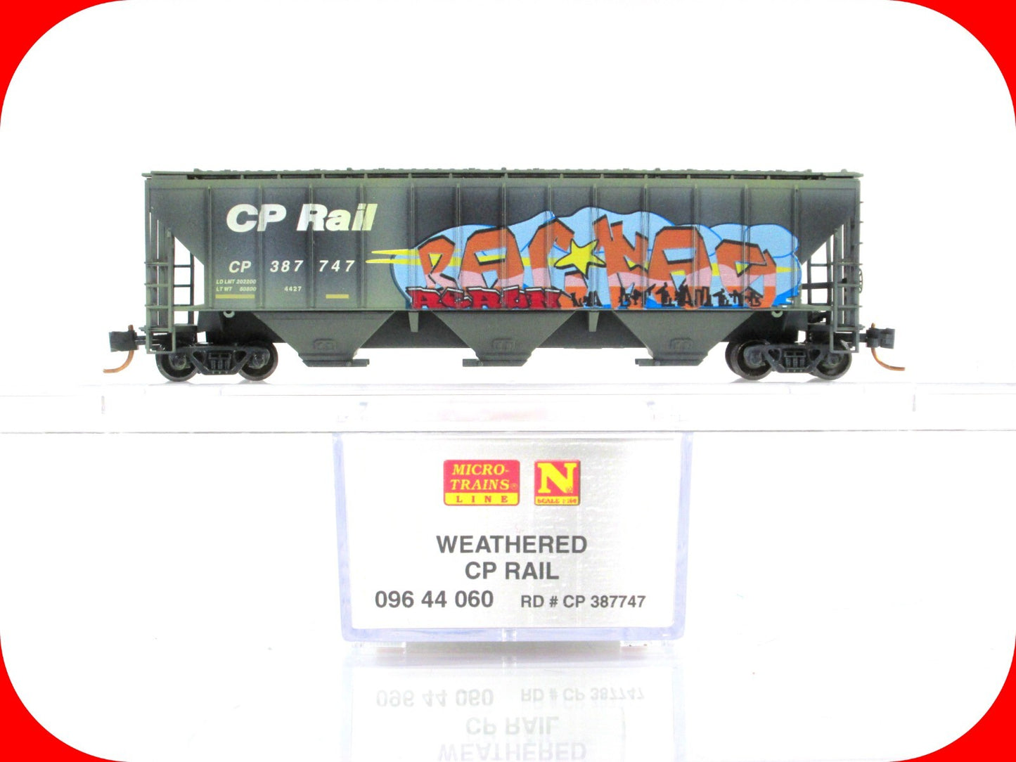 N Scale **CP RAIL** Weathered & Graffiti Hopper #387747 -- Micro Trains 09644060