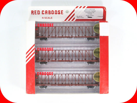 N Scale **WISCONSIN CENTRAL** Centerbeam Flat Car 3-Pack -- Red Caboose RM-16710