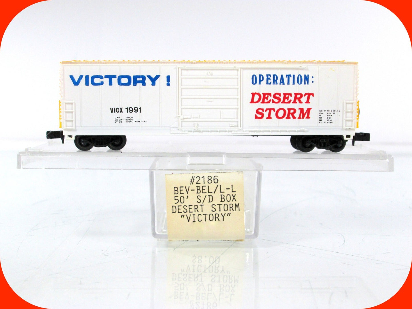 N Scale ***OPERATION DESERT STORM*** 50' Box Car, VICX 1991 - Bev-Bel 2186 *RARE
