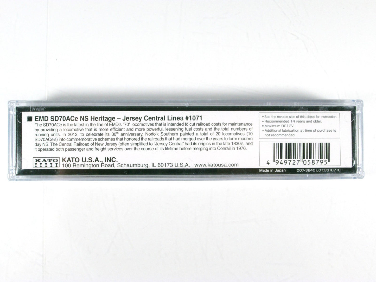 N Scale ***JERSEY CENTRAL LINES*** SD70ACe Diesel 1071 -Kato 176-8509, DCC Ready