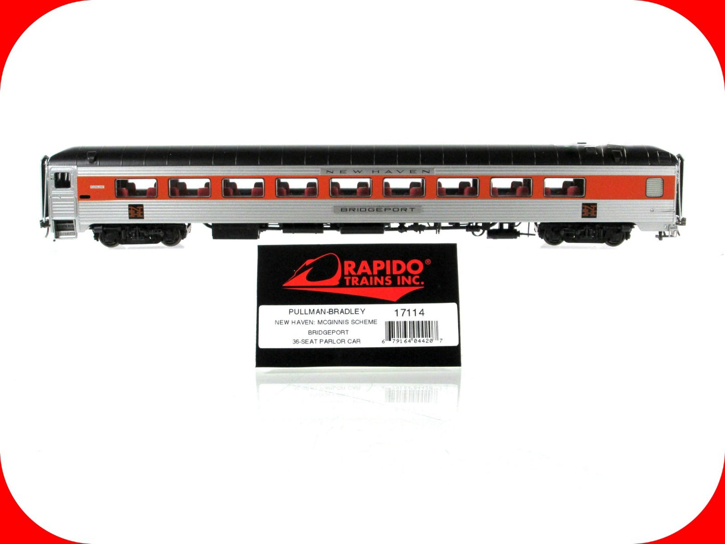 HO Scale **NEW HAVEN** 36-Seat Parlor BRIDGEPORT - Rapido 17114, Lighted **RARE*
