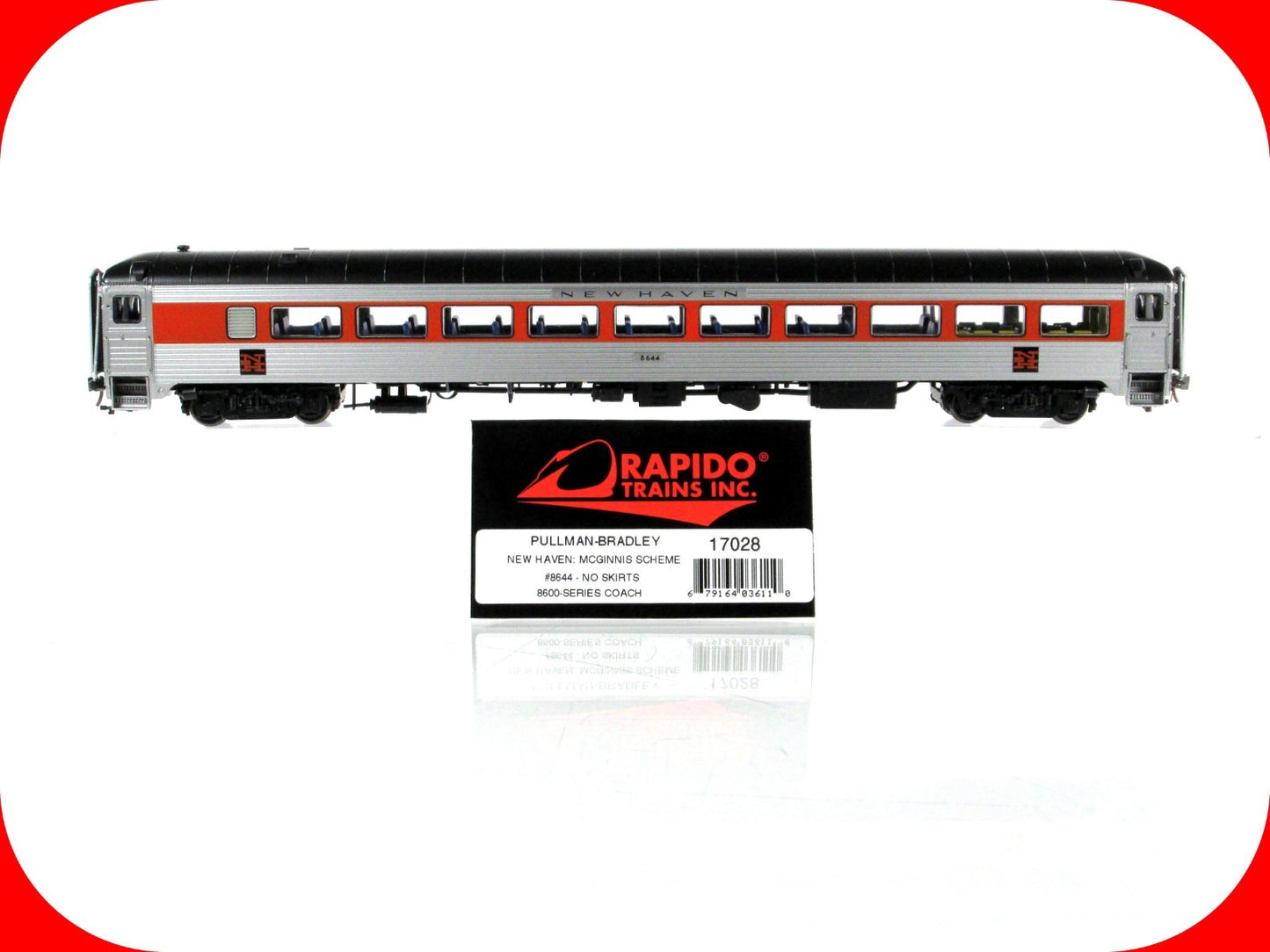 HO Scale ***NEW HAVEN*** Passenger Coach #8644 --- Rapido 17028, Lighted **RARE*