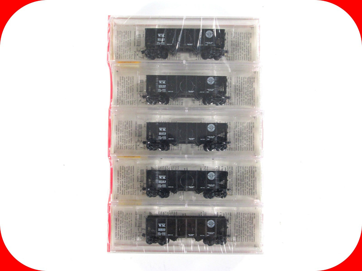 N Scale **WESTERN MARYLAND** Twin-Bay Coal Hopper 5-Pack Set -Micro Trains 56092