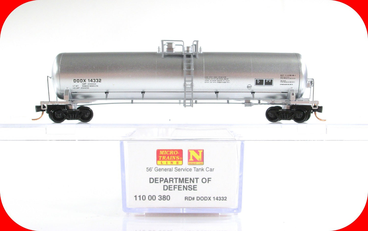 N Scale ***DEPARTMENT of DEFENSE*** 56' Tank Car #14332 -- Micro Trains 11000380