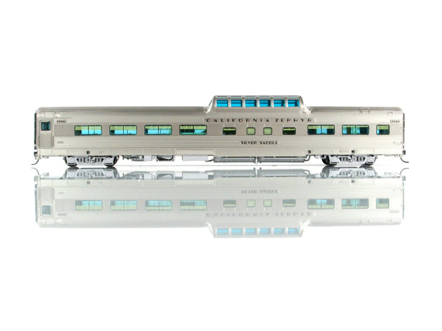 HO Scale *CB&Q CA ZEPHYR* SILVER SADDLE Vista Dome #4721 - Broadway 536, Lighted