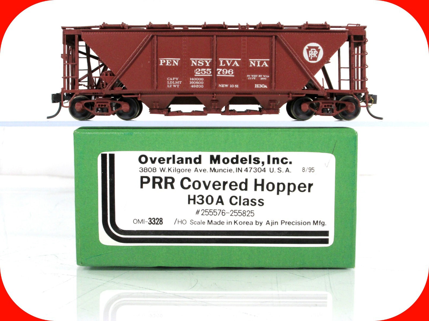 HO Scale BRASS **PENNSYLVANIA** H30 A Covered 3-Bay Hopper - Overland 3328, Ajin