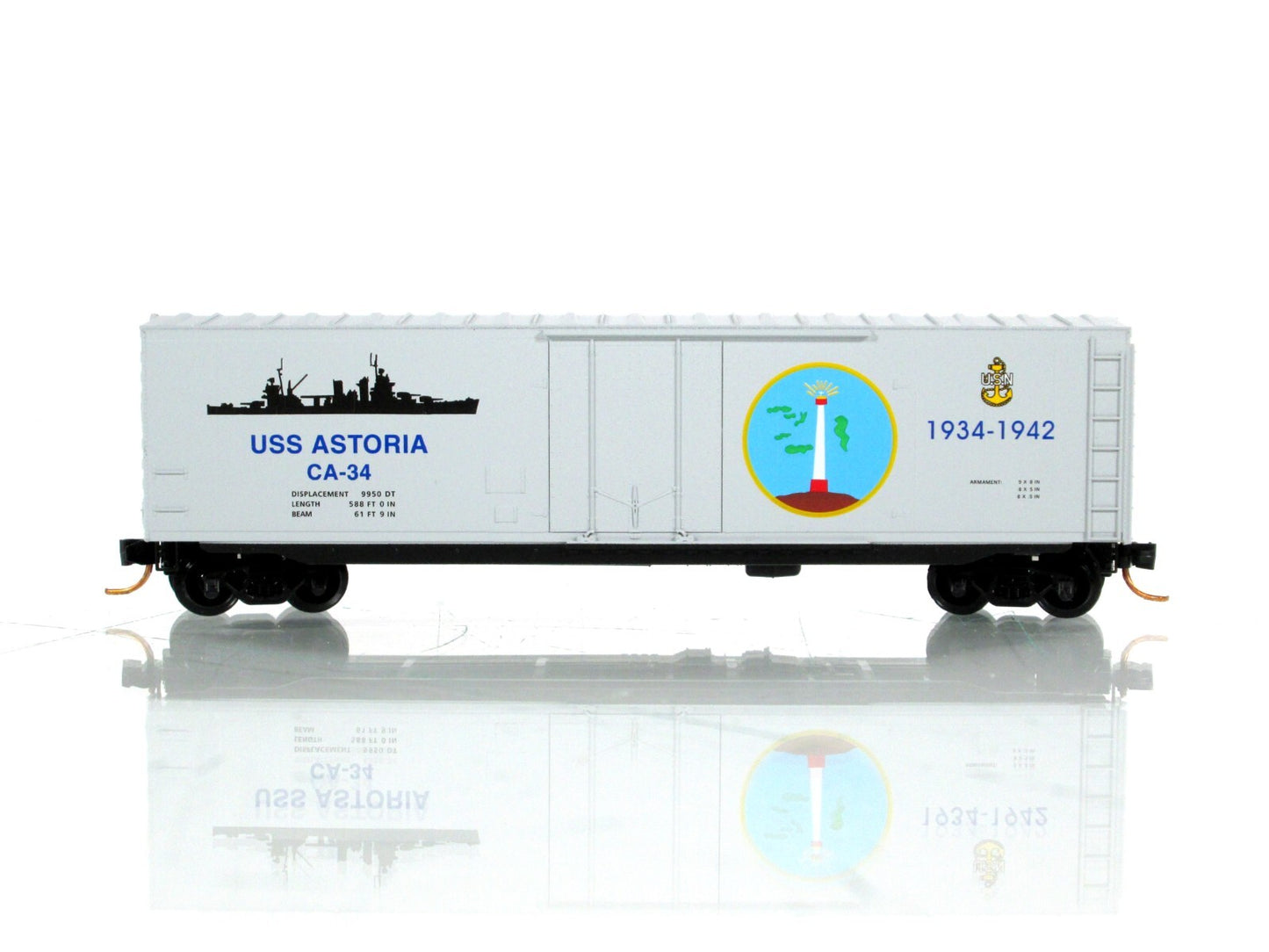 N Scale ***USS ASTORIA Heavy Cruiser*** US Navy Box Car -- Micro Trains 03800410