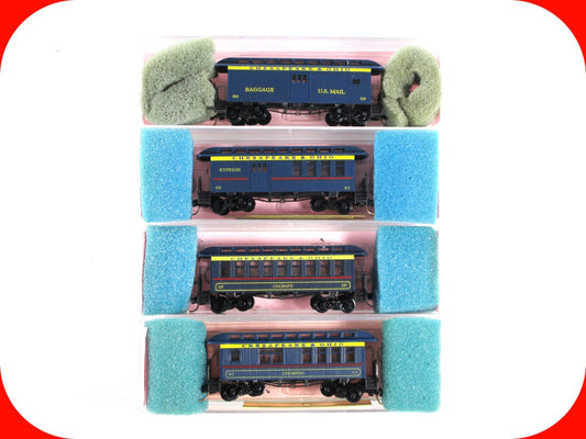 N Scale ***CHESAPEAKE & OHIO*** OVERTON Passenger 4-Pack, Roundhouse, MTL Cplrs
