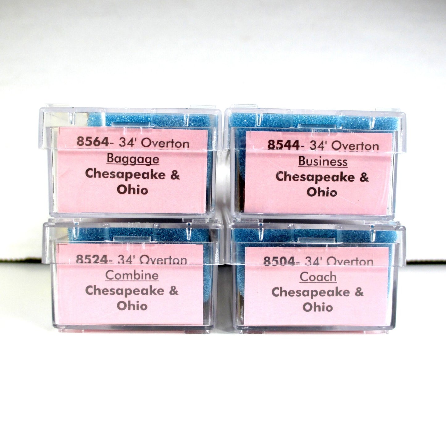N Scale ***CHESAPEAKE & OHIO*** OVERTON Passenger 4-Pack, Roundhouse, MTL Cplrs