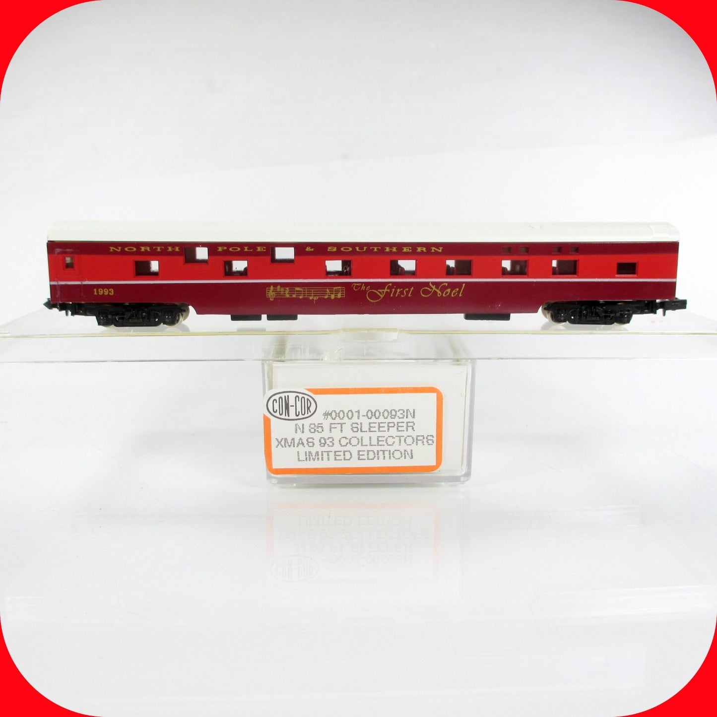 N Scale *NORTH POLE & SOUTHERN* FIRST NOEL Christmas 1993 Sleeper Con-Cor 00093N