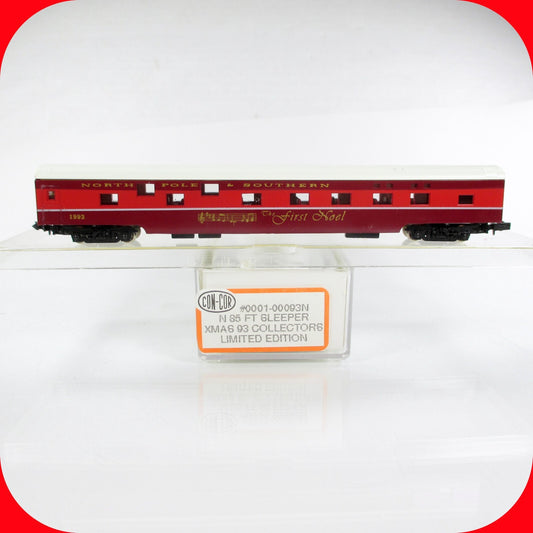 N Scale *NORTH POLE & SOUTHERN* FIRST NOEL Christmas 1993 Sleeper Con-Cor 00093N
