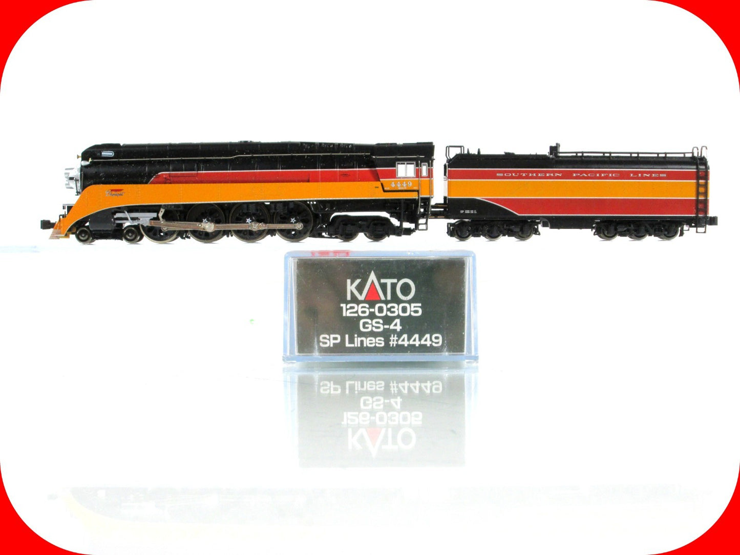 N Scale **SOUTHERN PACIFIC DAYLIGHT** 4-8-4 GS-4 #4449 -Kato 126-0305, DCC Ready