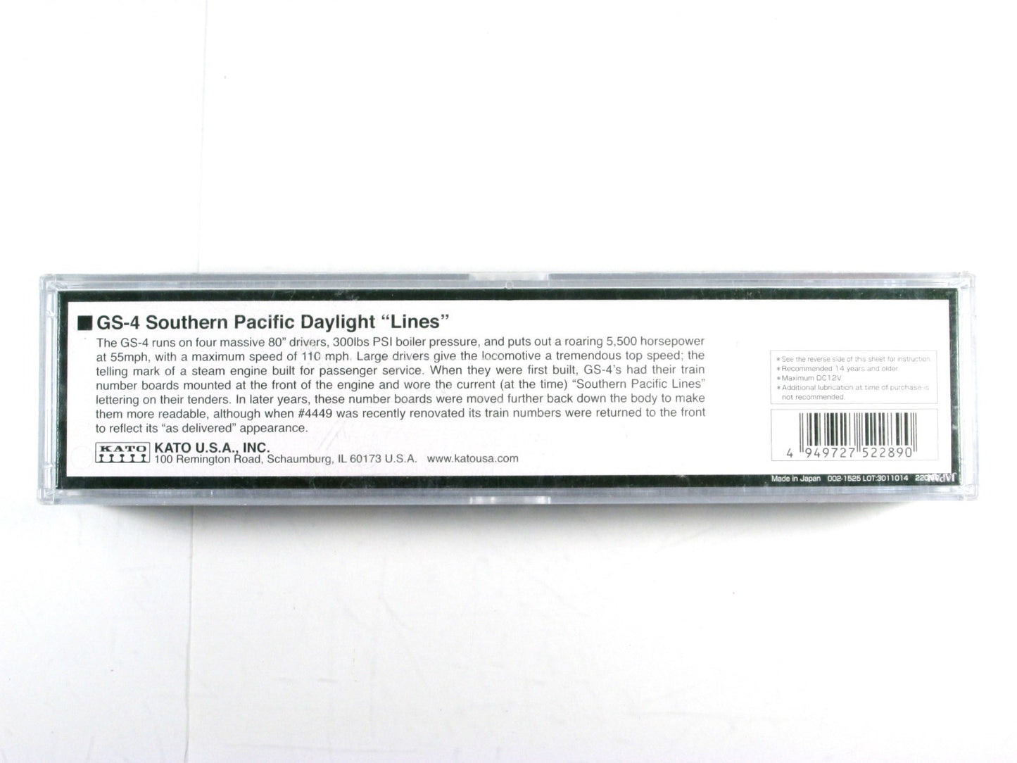 N Scale **SOUTHERN PACIFIC DAYLIGHT** 4-8-4 GS-4 #4449 -Kato 126-0305, DCC Ready