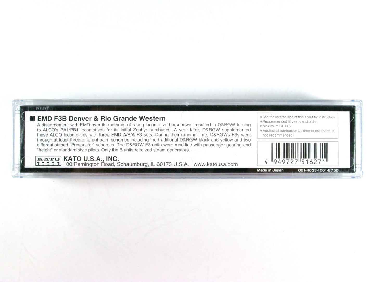 N Scale **DENVER & RIO GRANDE WESTERN** F3B Locomotive -Kato 176-1308 *DCC Ready