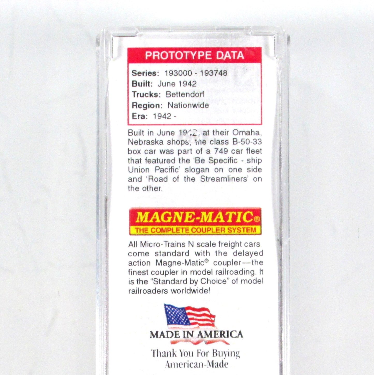 N Scale ***UNION PACIFIC*** Weathered 40' Box Car #193455 -Micro Trains 02044296