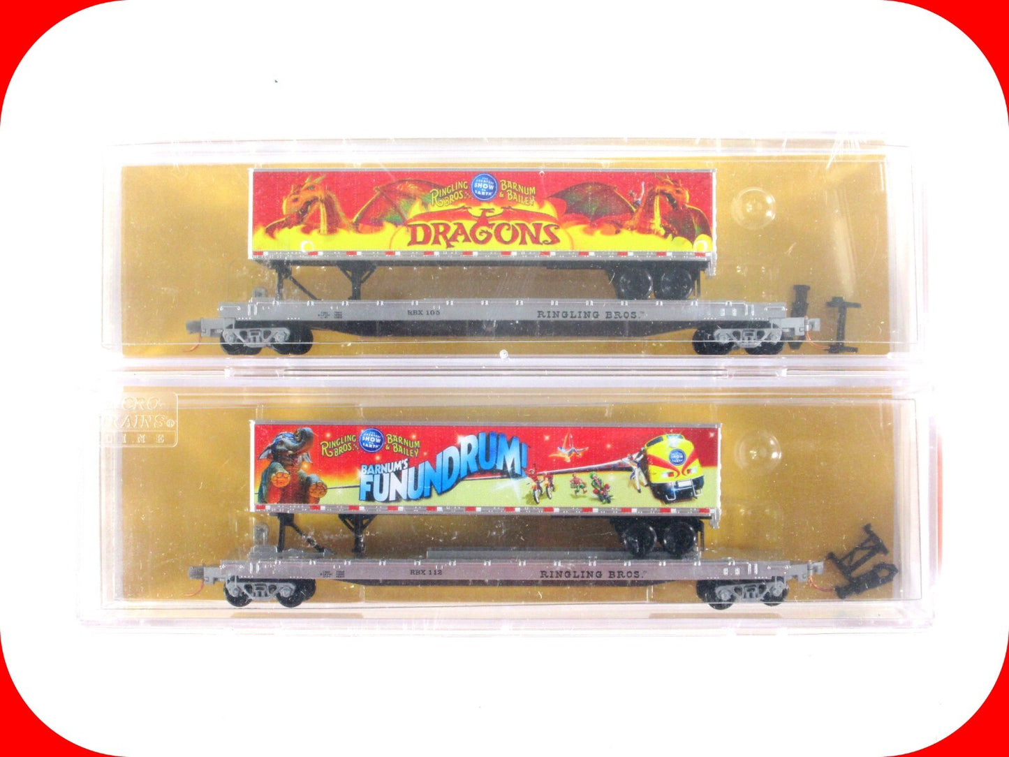 N Scale *RINGLING DRAGONS & FUNUNDRUM* 57' TOFC Set -Micro Trains 06400150 *RARE