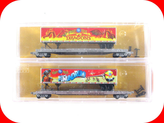 N Scale *RINGLING DRAGONS & FUNUNDRUM* 57' TOFC Set -Micro Trains 06400150 *RARE