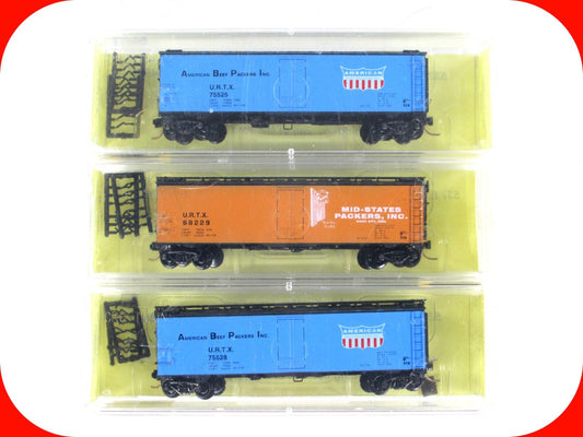 N Scale ***BEEF PACKERS*** Reefer 3-Pack Set - Micro Trains / Al's Kustom **RARE