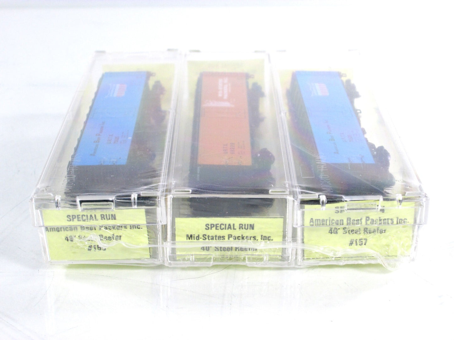N Scale ***BEEF PACKERS*** Reefer 3-Pack Set - Micro Trains / Al's Kustom **RARE