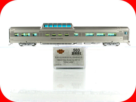 HO Scale *CB&Q CALIFORNIA ZEPHYR* SILVER LARIAT Dome 4718 -Broadway 503, Lighted
