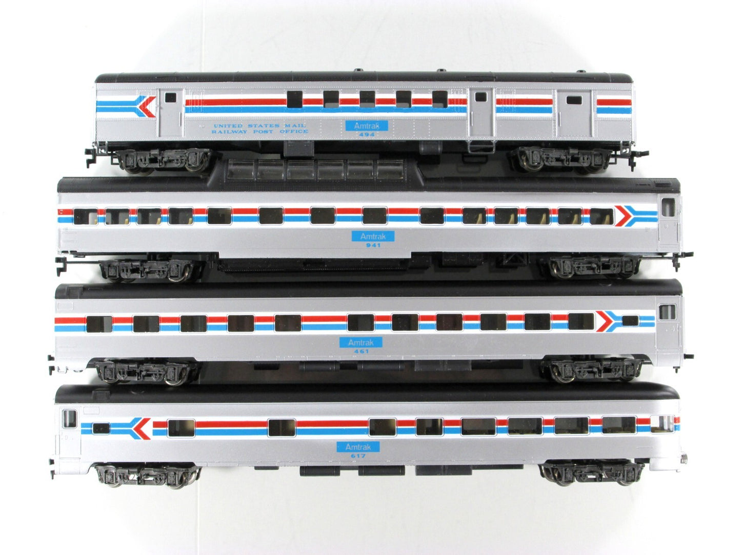 HO Scale ***AMTRAK*** 1930s Passenger 4-Set - AHM, Rivarossi **Constant Lighting