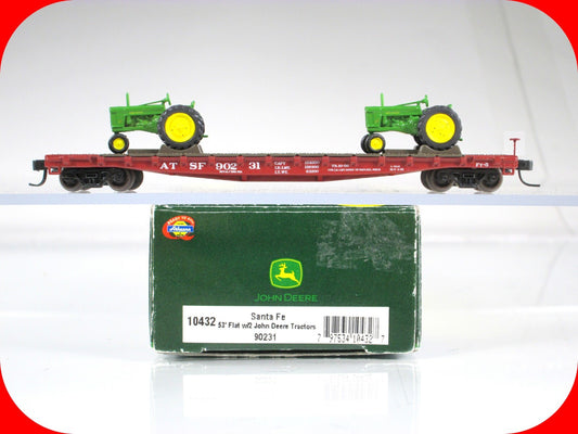 N Scale **SANTA FE, JOHN DEERE** Tractors, Flat Car #90231 - Athearn 10432 *RARE