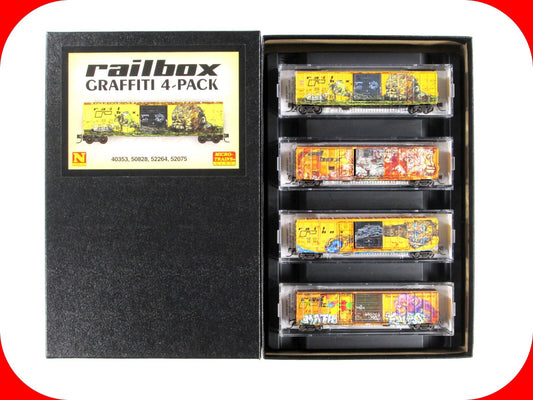 N Scale *RAILBOX* Weathered, Monkey Graffiti Box Car Set - Micro Trains 99305600