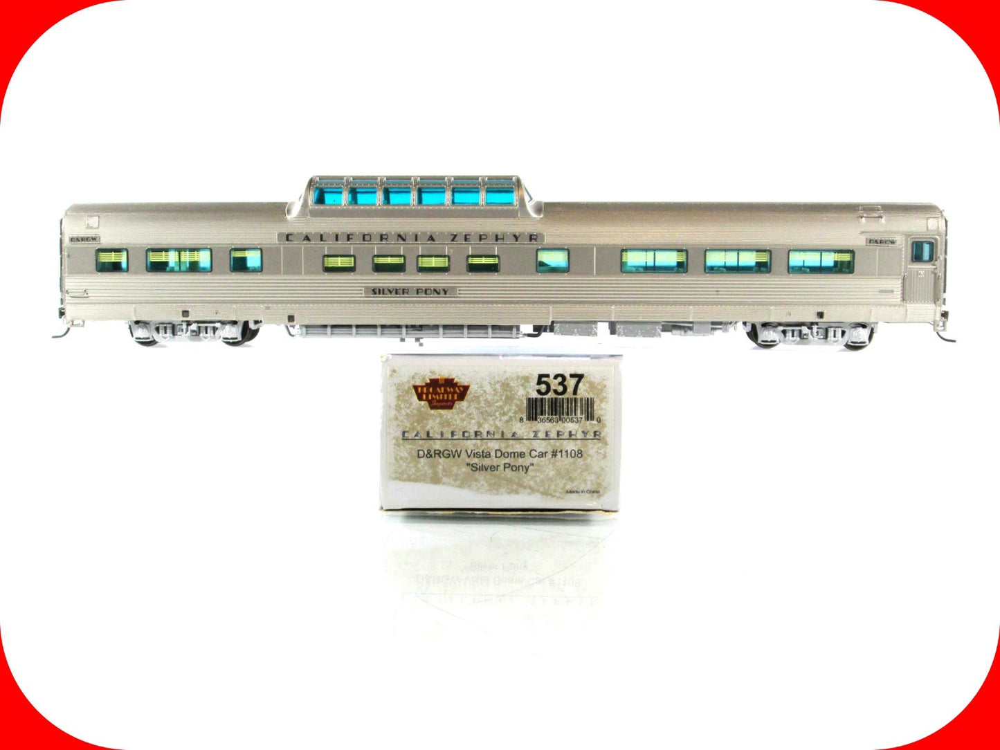 HO Scale ***DRGW CA ZEPHYR** SILVER PONY Vista Dome 1108 -Broadway 537