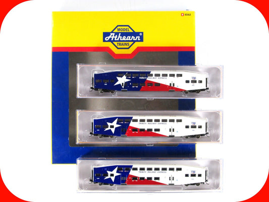 N Scale ***TRINITY RAILWAY EXPRESS*** TRE Bombardier 3-Set - Athearn 10169 *RARE