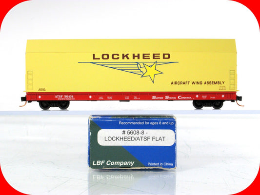 N Scale ***LOCKHEED SKYBOX** Aircraft Flat Car, ATSF 90434 - LBF 5608, MTL Cplrs