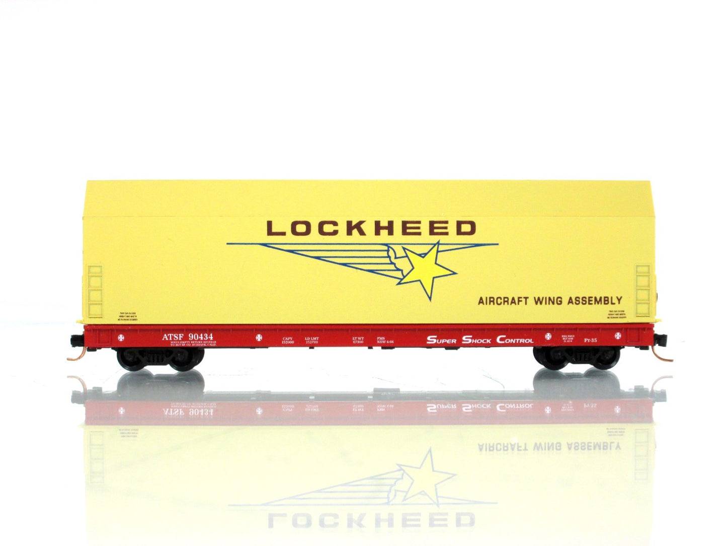 N Scale ***LOCKHEED SKYBOX** Aircraft Flat Car, ATSF 90434 - LBF 5608, MTL Cplrs