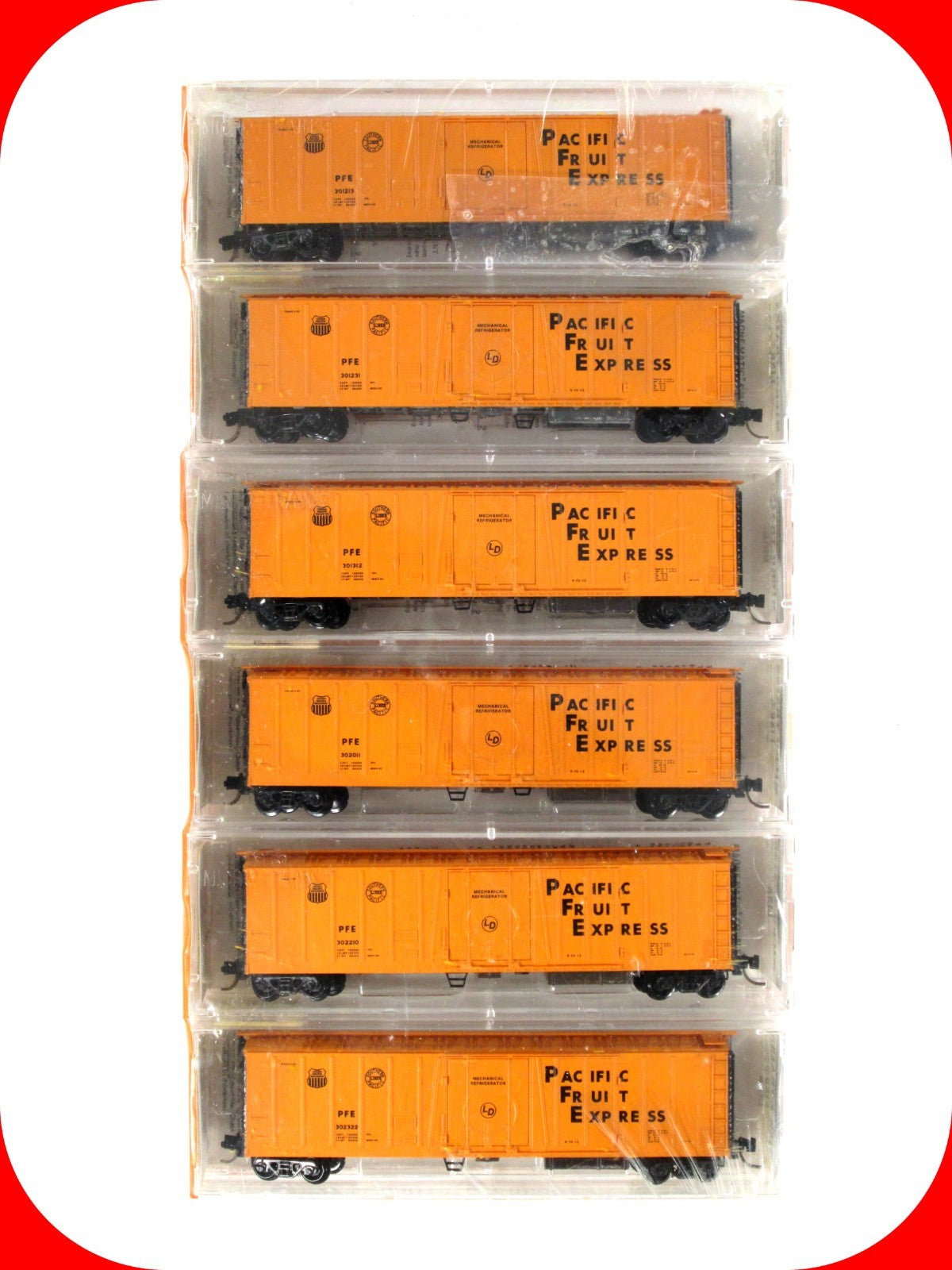 N Scale ***PACIFIC FRUIT EXPRESS** UP-SP Reefer 6-Set - Kadee Micro Trains 70012