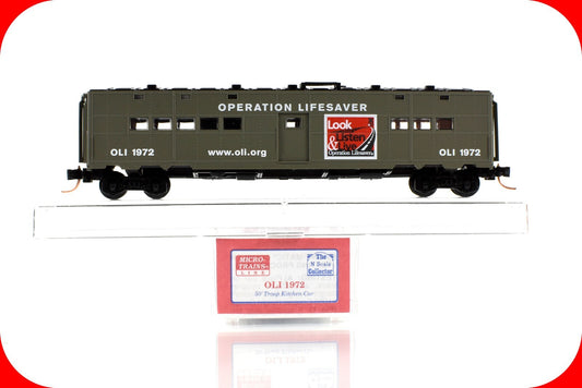 N Scale **OPERATION LIFESAVER** Troop Sleeper, OLI 1972 - Micro Trains NSC 05-01