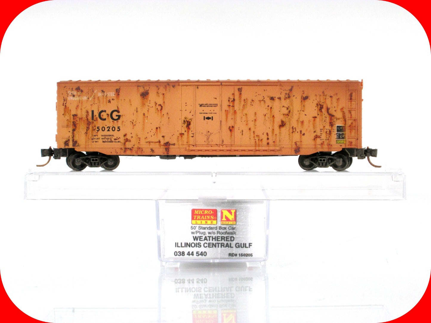 N Scale *ILLINOIS CENTRAL GULF* Weathered Box Car #130205, Micro Trains 03844540