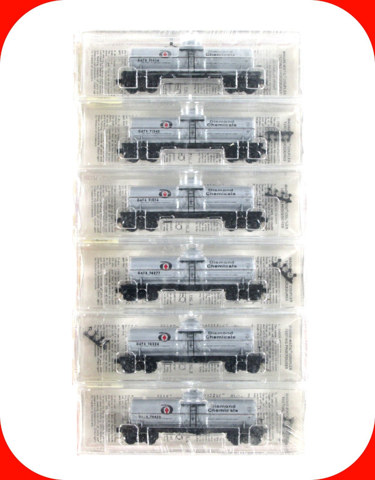 N Scale ***DIAMOND CHEMICALS*** Tanker 6-Pack - Kadee Micro Trains 65192 **RARE*