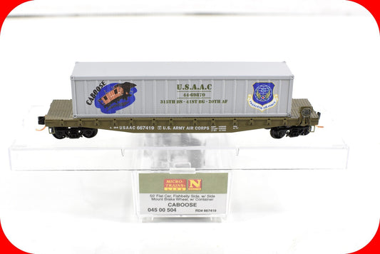 N Scale ***WWII USAAC Flat Car, CABOOSE*** Container ----- Micro-Trains 04500504