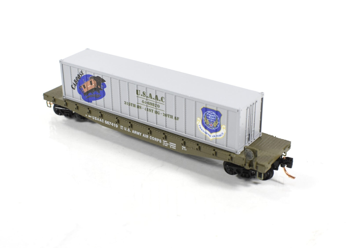 N Scale ***WWII USAAC Flat Car, CABOOSE*** Container ----- Micro-Trains 04500504