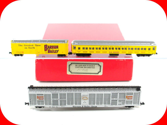 N Scale ***BARNUM & BAILEY*** 3-Car *CIRCUS* Set, Custom by AK-SAR-BEN ***RARE**